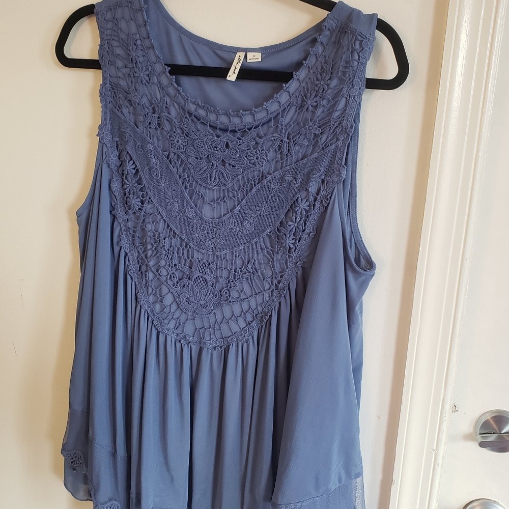 Pale blue lace top